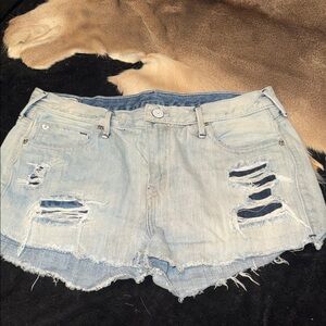 True Religion Distressed Light Blue Denim Shorts🔥